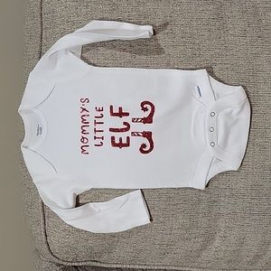 White long sleeve "Mommy's Little Elf" Christmas Onesie Size 6-9 mos